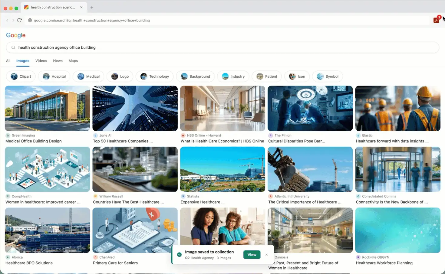 Screen recording of the Acrobat Chrome extension working with images found on Google Images.