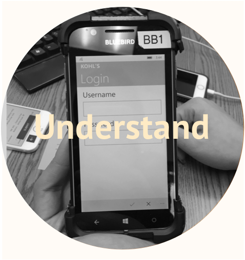 Understand: the Bluebird device at its login screen.