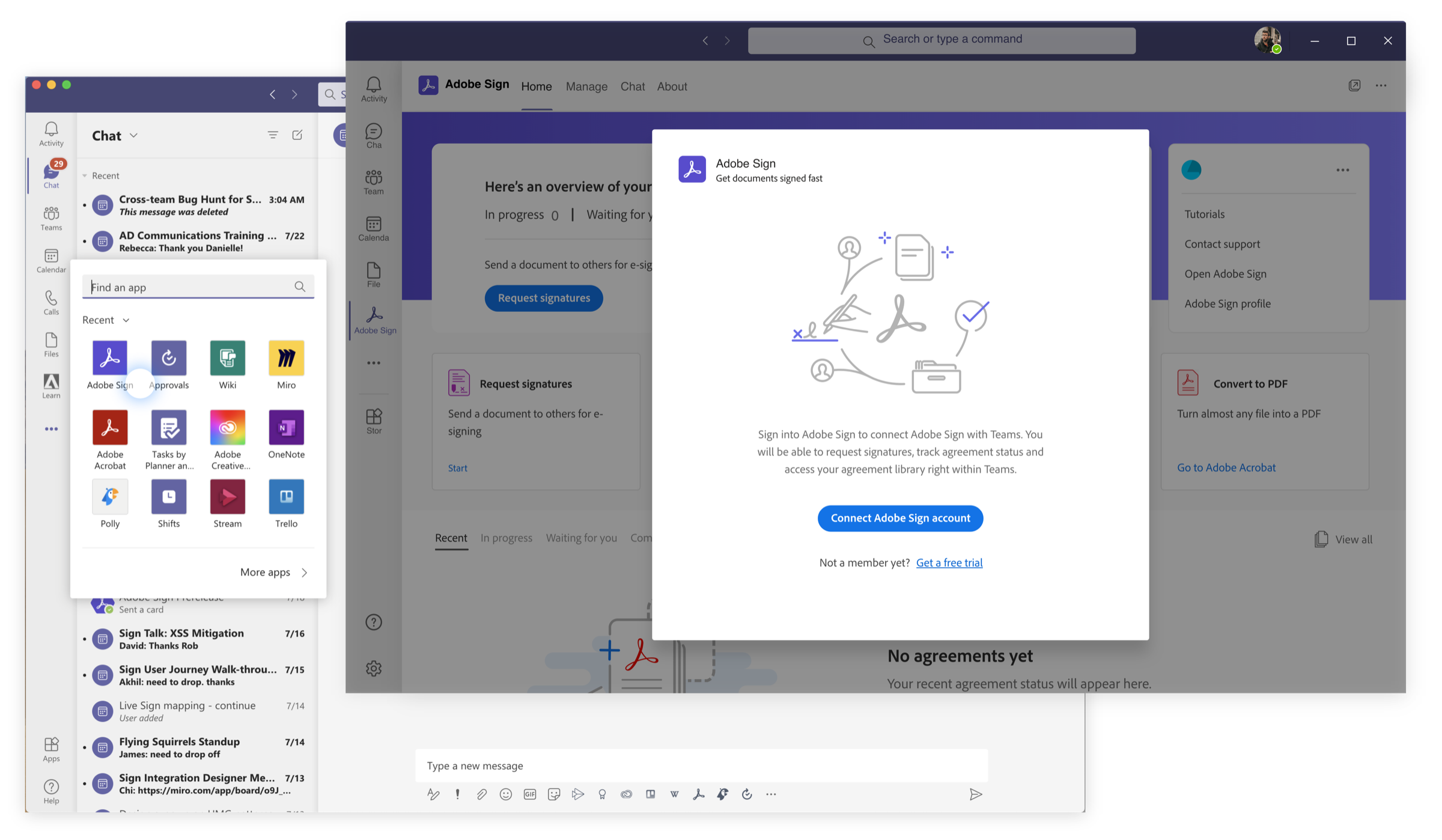 Single sign-on screen for enterprise users inside Microsoft Teams.