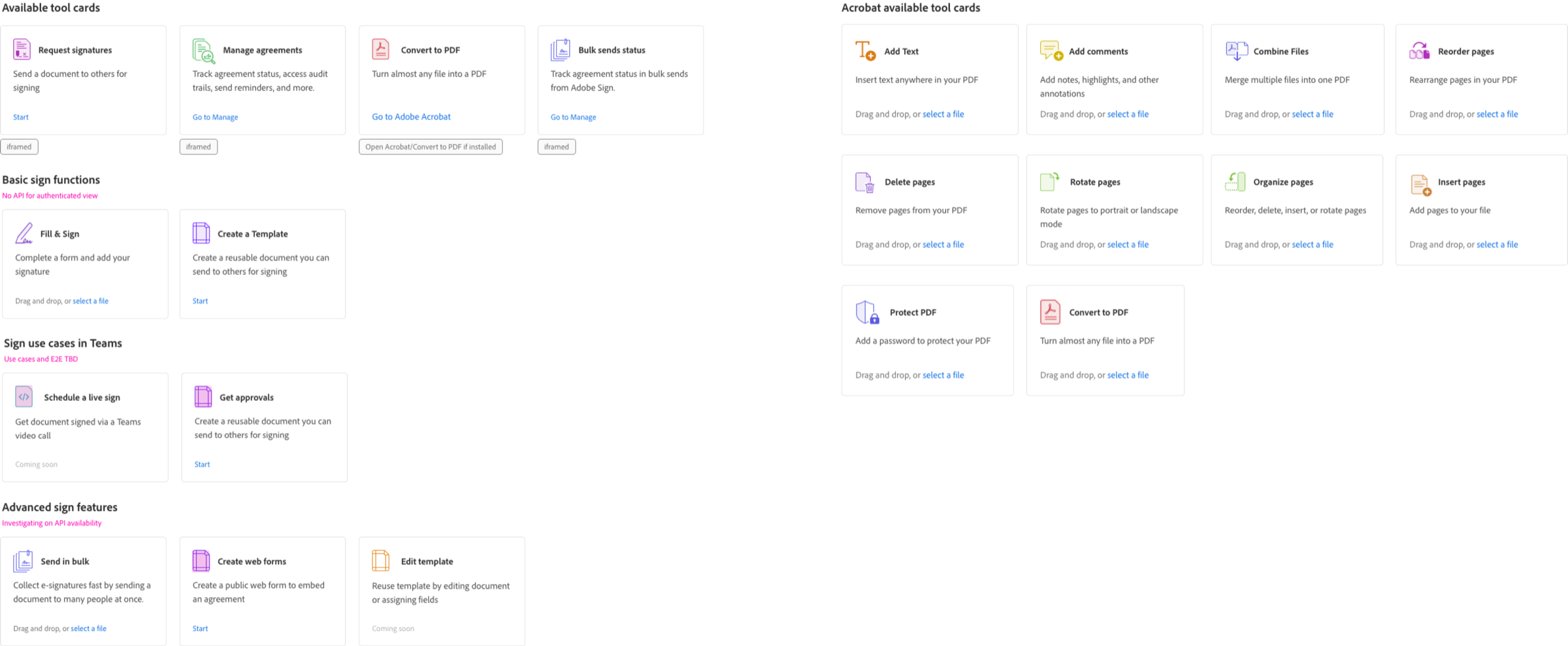 Side-by-side of the Acrobat and Acrobat Sign add-ins in Teams with a shared experience.